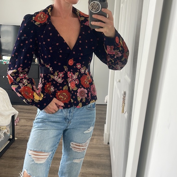 Anthropologie Jackets & Blazers - Anthropologie elevenses corduroy floral blazer